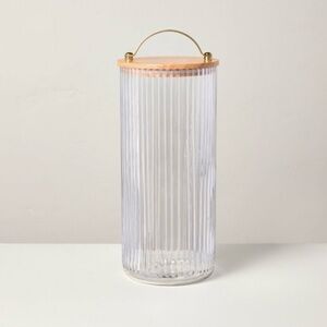 80oz Fluted Glass Storage Canister with Wood Lid - Hearth & Hand™